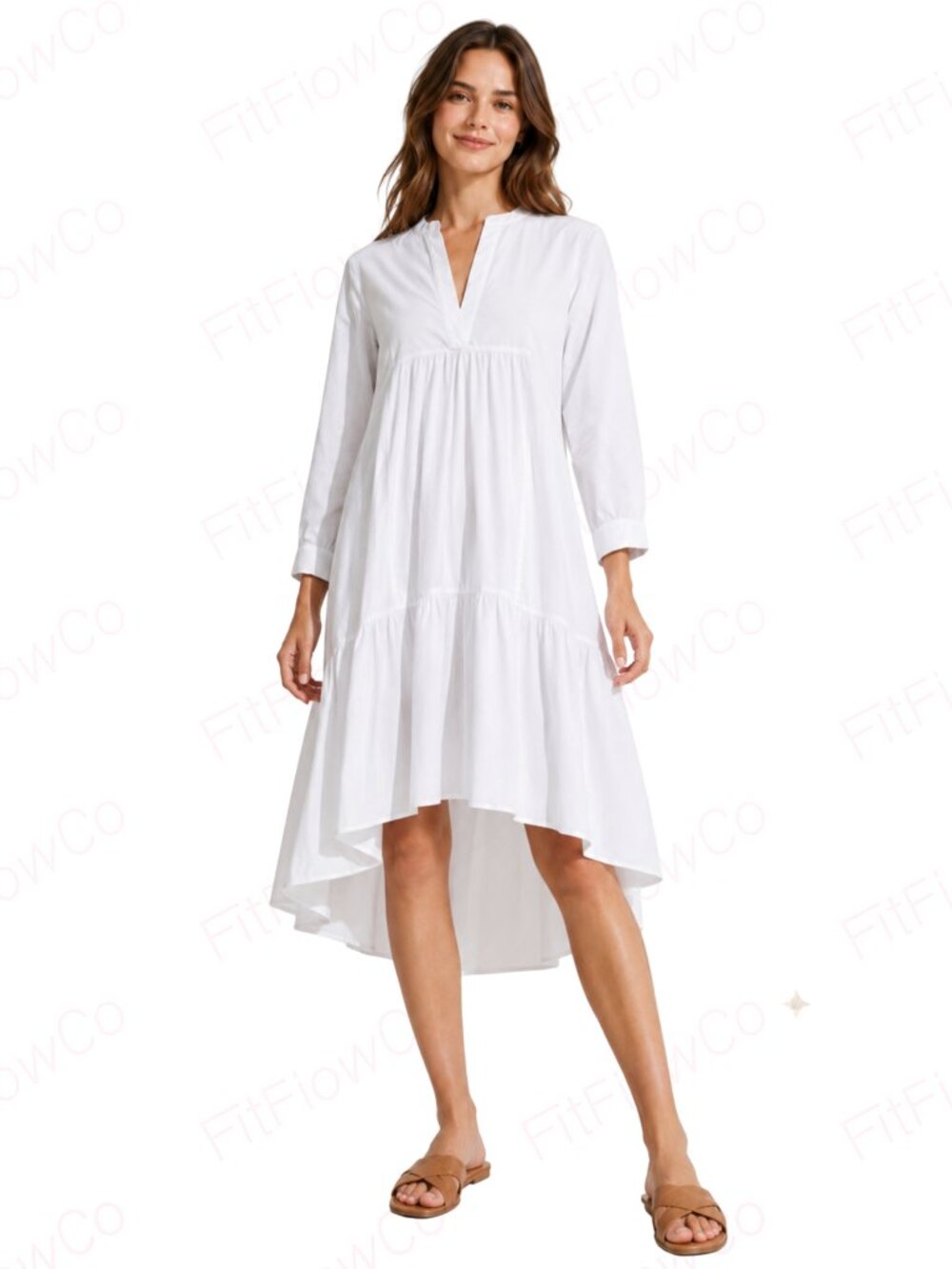 ZARA White Cotton Poplin High Low Tiered Dress XS Oversized Pockets